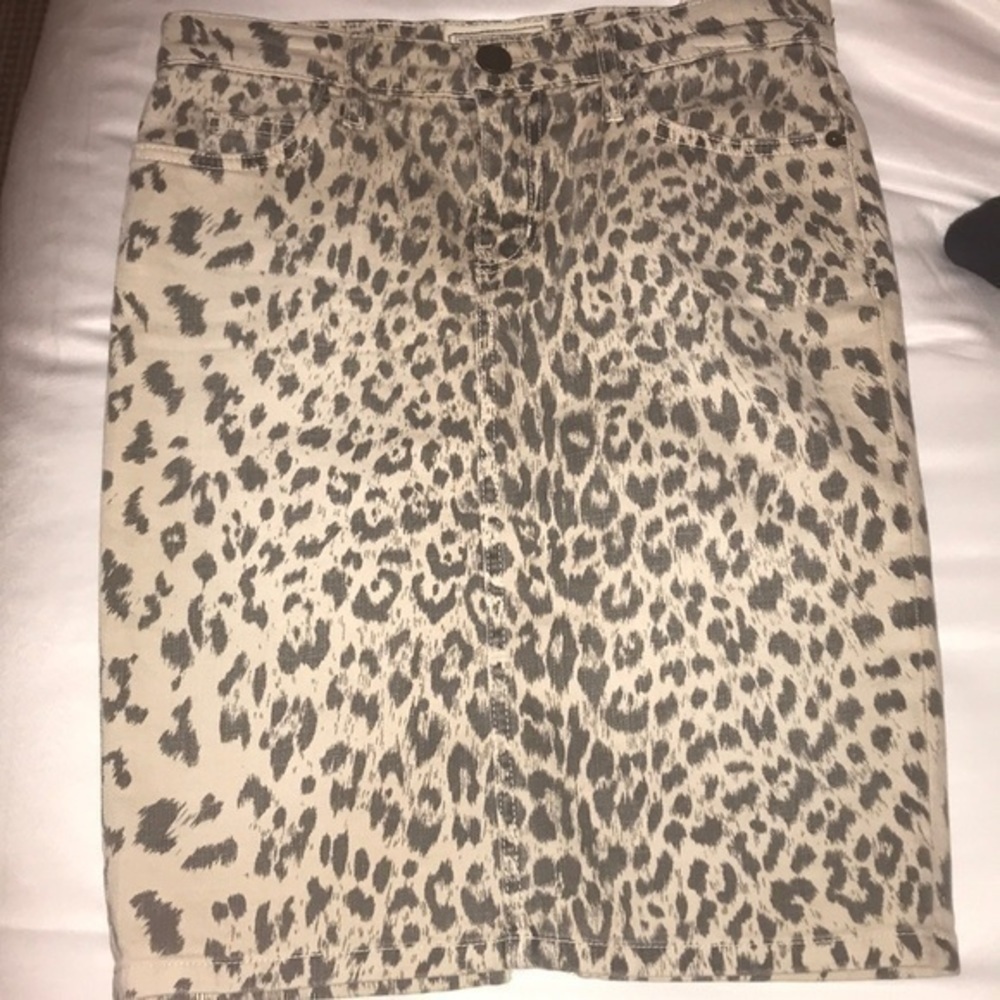 Current/Elliott The Stiletto Leopard Denim Mini Skirt Size 24 - Picture 4 of 8